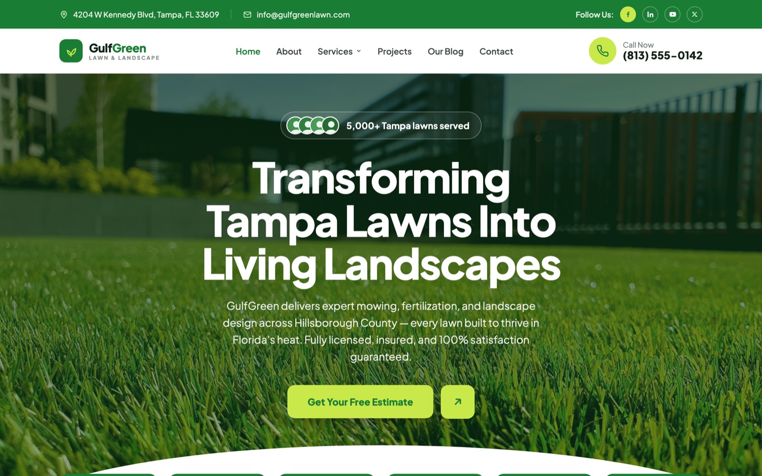 A lawn care website design by Skylift