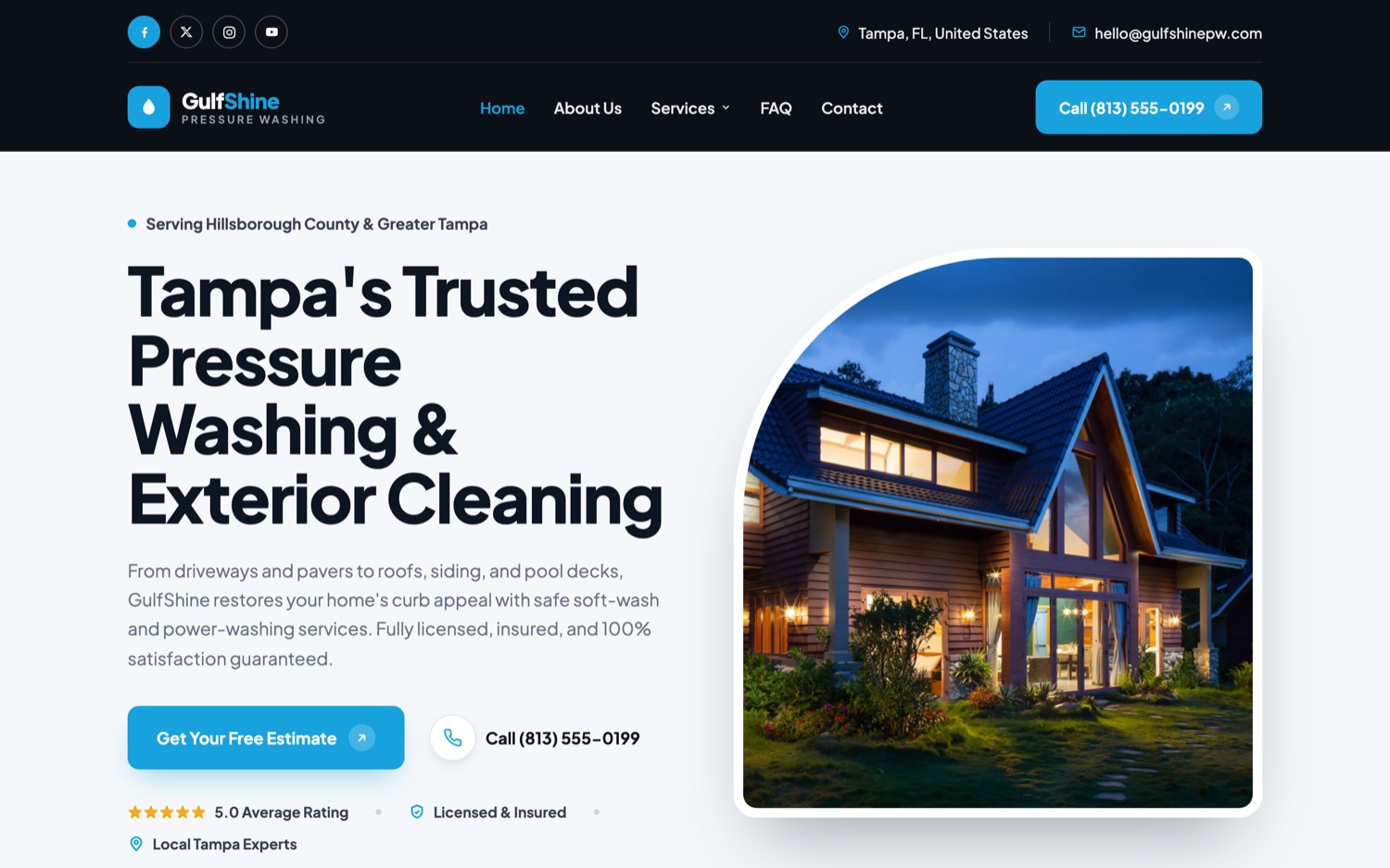 A pressure washing website design by Skylift